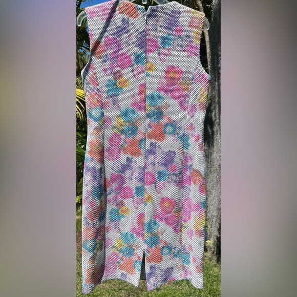 Worth New York White Azalea Coral Openweave Floral Print Sheath Dress M - Picture 4 of 15
